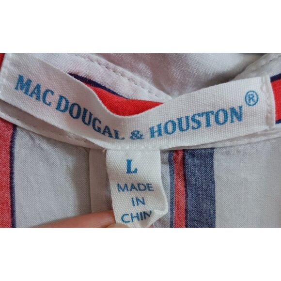 MacDougal & Houston Large Strip Flowy Casual Colorful Retro Wrap Nautical Top - Picture 2 of 5
